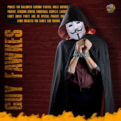 2 Pack Vendetta Style Anonymous Masks with Adjustable Band – V For Vendetta Hacker Costume Masks for Adults, Halloween Party, Cosplay, Masquerade Props in Saudi Arabia