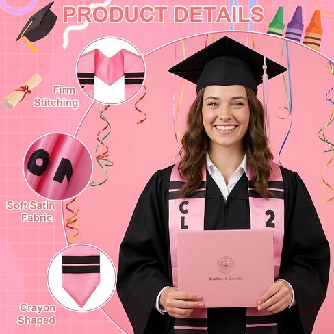 JATEBI 6 قطع التخرج سرق فئة 2026 تلوين التخرج وشاح الساتان 72 "Grad الشرف وشاح الهدايا لطلاب الكلية المعلم الرجال النساء in Kuwait