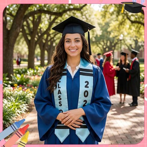 JATEBI 6 قطع التخرج سرق فئة 2026 تلوين التخرج وشاح الساتان 72 "Grad الشرف وشاح الهدايا لطلاب الكلية المعلم الرجال النساء in Kuwait