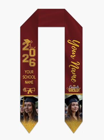 Custom Graduation Stole Sash with Photo Personalized Class of 2026 Congratulation Graduation Gifts in Kuwait