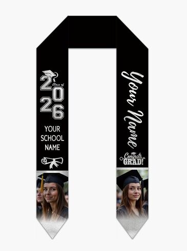 Custom Graduation Stole Sash with Photo Personalized Class of 2026 Congratulation Graduation Gifts in Saudi Arabia