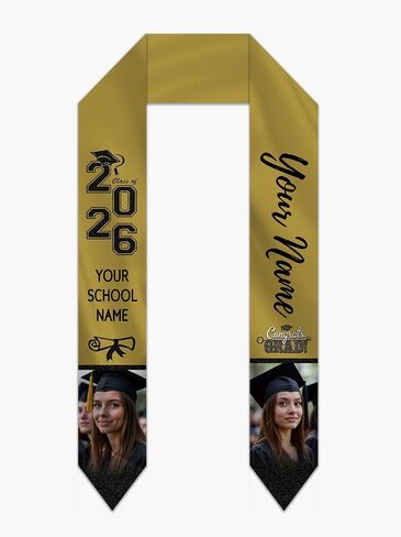 Custom Graduation Stole Sash with Photo Personalized Class of 2026 Congratulation Graduation Gifts in Kuwait