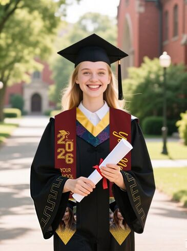 Custom Graduation Stole Sash with Photo Personalized Class of 2026 Congratulation Graduation Gifts in Kuwait