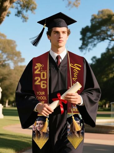 Custom Graduation Stole Sash with Photo Personalized Class of 2026 Congratulation Graduation Gifts in Kuwait