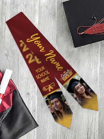 Custom Graduation Stole Sash with Photo Personalized Class of 2026 Congratulation Graduation Gifts in Kuwait