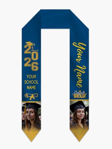 Custom Graduation Stole Sash with Photo Personalized Class of 2026 Congratulation Graduation Gifts in Kuwait