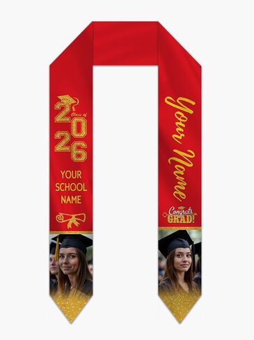 Custom Graduation Stole Sash with Photo Personalized Class of 2026 Congratulation Graduation Gifts in Kuwait