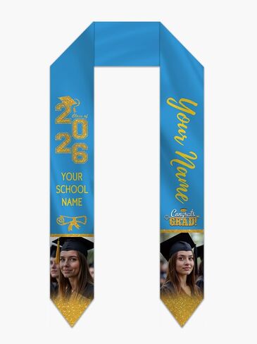 Custom Graduation Stole Sash with Photo Personalized Class of 2026 Congratulation Graduation Gifts in Kuwait