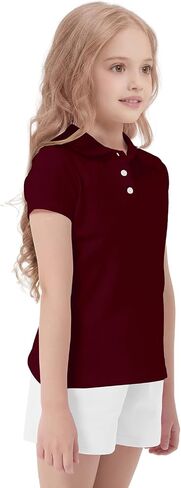 Cotton Girls Polo Shirt Slim Fit Short Sleeve for School Uniform, Kids Youth Summer Pique Golf Shirts Tops in Kuwait