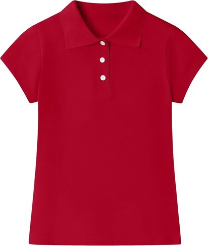 Cotton Girls Polo Shirt Slim Fit Short Sleeve for School Uniform, Kids Youth Summer Pique Golf Shirts Tops in Saudi Arabia