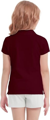 Cotton Girls Polo Shirt Slim Fit Short Sleeve for School Uniform, Kids Youth Summer Pique Golf Shirts Tops in Kuwait