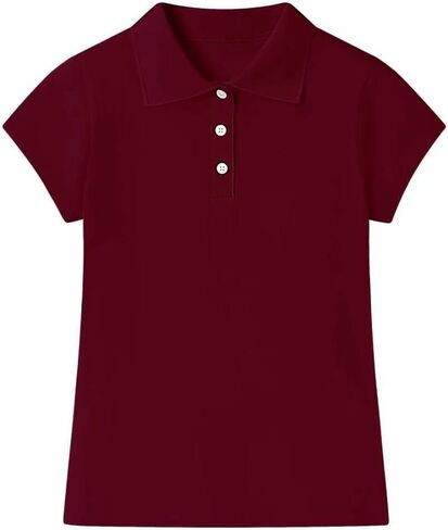 Cotton Girls Polo Shirt Slim Fit Short Sleeve for School Uniform, Kids Youth Summer Pique Golf Shirts Tops in Kuwait