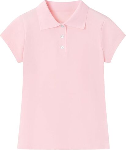 Cotton Girls Polo Shirt Slim Fit Short Sleeve for School Uniform, Kids Youth Summer Pique Golf Shirts Tops in Kuwait