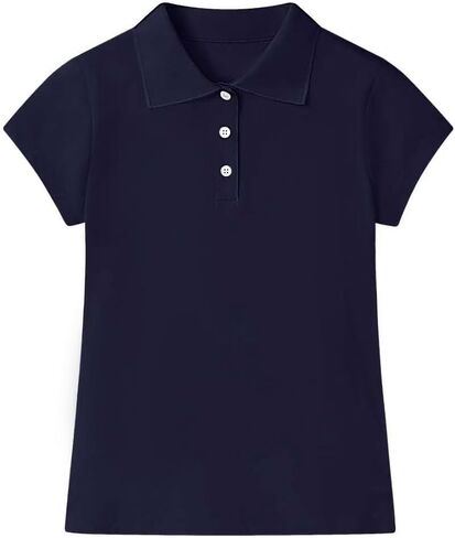 Cotton Girls Polo Shirt Slim Fit Short Sleeve for School Uniform, Kids Youth Summer Pique Golf Shirts Tops in Kuwait
