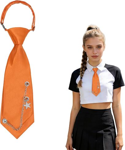 Ties for Women Girls, Short Womens Bow Tie with Metal Chain Neck Tie for School Uniform Graduation Party Daily in Kuwait