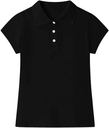Cotton Girls Polo Shirt Slim Fit Short Sleeve for School Uniform, Kids Youth Summer Pique Golf Shirts Tops in Kuwait
