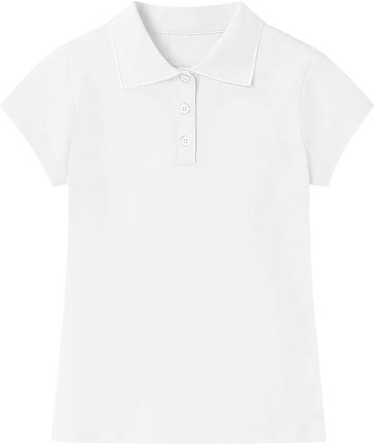 Cotton Girls Polo Shirt Slim Fit Short Sleeve for School Uniform, Kids Youth Summer Pique Golf Shirts Tops in Kuwait