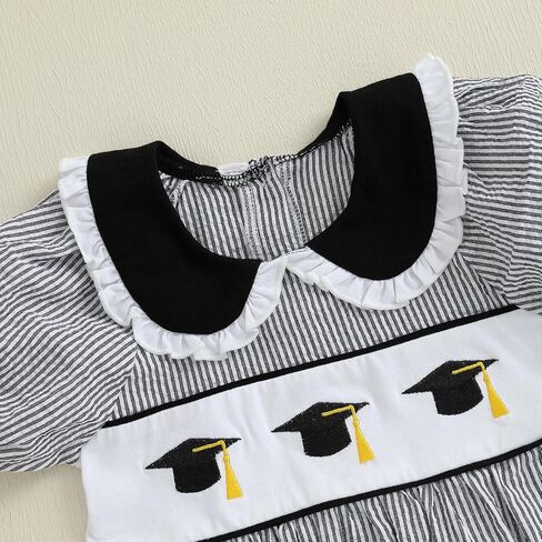 Toddler Baby Girl Back to School Smocked Dress Short Sleeve Doll Collar Apple Print Casual Dress Summer Cute Clothes in Kuwait