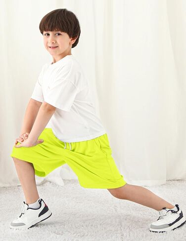 Boys Athletic Shorts Mesh Basketball Soccer Shorts Quick Dry Running Workout Gym Activewear for Teen Youth Neon Green 12-14 Years in Kuwait
