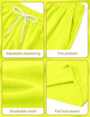 Boys Athletic Shorts Mesh Basketball Soccer Shorts Quick Dry Running Workout Gym Activewear for Teen Youth Neon Green 12-14 Years in Kuwait