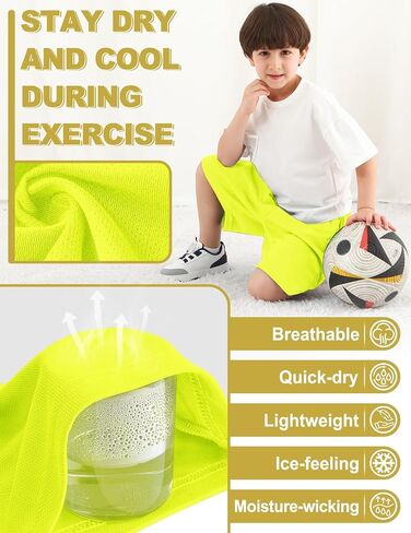 Boys Athletic Shorts Mesh Basketball Soccer Shorts Quick Dry Running Workout Gym Activewear for Teen Youth Neon Green 12-14 Years in Kuwait