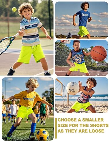Boys Athletic Shorts Mesh Basketball Soccer Shorts Quick Dry Running Workout Gym Activewear for Teen Youth Neon Green 12-14 Years in Kuwait