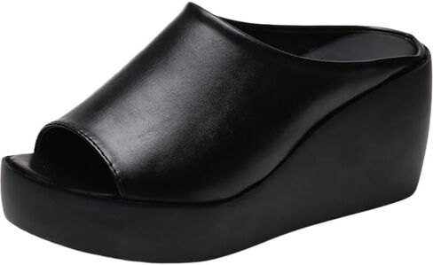 Women’s Roman style slip-on sandals - thick sole and heel, open toe, one-piece flat shoes, suitable for summer outdoor use in Kuwait