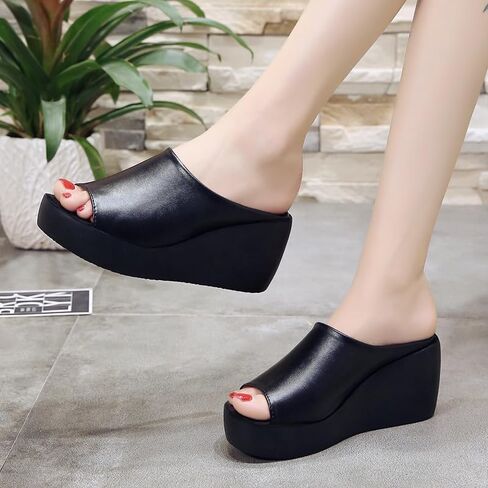 Women’s Roman style slip-on sandals - thick sole and heel, open toe, one-piece flat shoes, suitable for summer outdoor use in Kuwait
