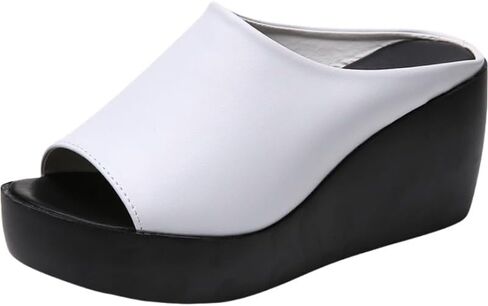 Women’s Roman style slip-on sandals - thick sole and heel, open toe, one-piece flat shoes, suitable for summer outdoor use in Kuwait