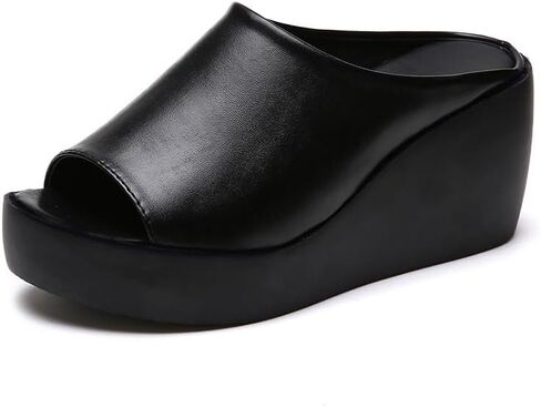Women’s Roman style slip-on sandals - thick sole and heel, open toe, one-piece flat shoes, suitable for summer outdoor use in Kuwait