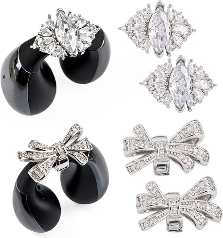 Butterfly Bow Crystal Clip on Earbuds Accessories, 4 Pack | Open Ear, Jewelry Decoration in Saudi Arabia