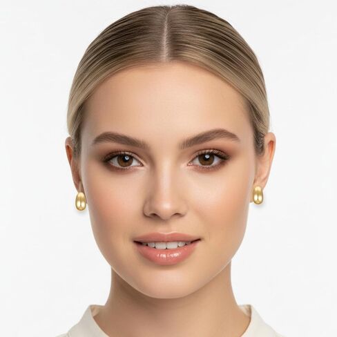 16K Gold Plated Clip On Earrings for Women - Chunky Waterdrop Clip Earrings - Non Pierced Clips On Gold Hoop Earring Fake Jewelry Set in Saudi Arabia