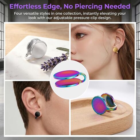 8pcs Pressure Earrings for Keloids, Non-Pierced Keloid Compression Clip-Ons Earrings, Adjustable Stainless Steel Ear Clips Jewelry for Women Men- 4 Colors in Saudi Arabia