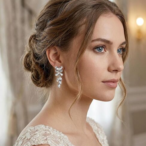 Clip On Earrings For Women, Cubic Zirconia Long Tassel Dangle Drop Earring, Non Pierced Clip On Earrings, Wedding Party Jewelry Gifts in Kuwait