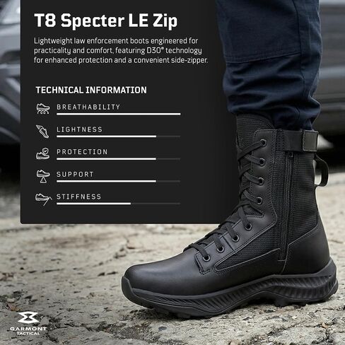 GARMONT TACTICAL T8 Specter LE Zip Law Enforcement Boots for Men and Women, EMS, Patrol, Duty, Lightweight, Full Grain Leather, Superior Impact Protection in Kuwait