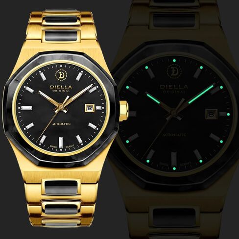 Diella Automatic Watches for Men Mens Watches Waterproof Date Luminous, Dial is Inlaid with Emerald Jade, Business Dress Watch with Diamond Hour Markers, Automatic Watches for Men Luxurious Gift in Kuwait