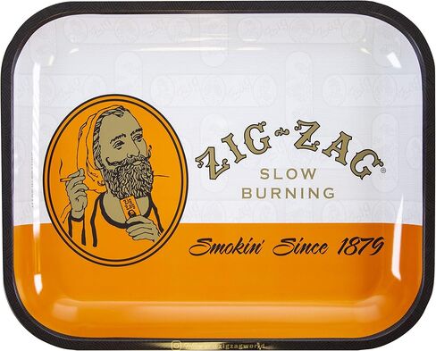 ZIG-ZAG Metal Rolling Tray, Large (13.4" x 10.8"), Classic Orange, Elegant Design with Sleek Finish and Smooth Rounded Corners in Saudi Arabia