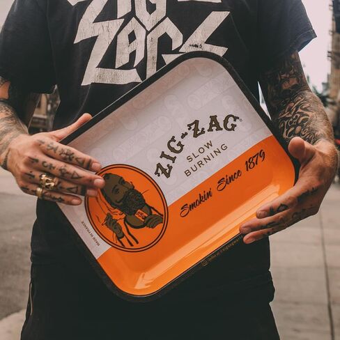 ZIG-ZAG Metal Rolling Tray, Large (13.4" x 10.8"), Classic Orange, Elegant Design with Sleek Finish and Smooth Rounded Corners in Saudi Arabia