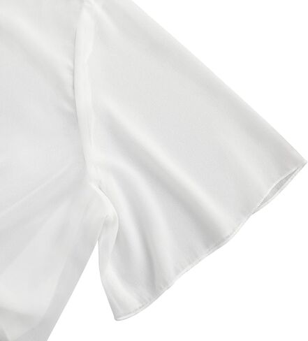 Women's Plus Size Shrug Tie Front Chiffon Cardigan Short Sleeve Cover Up Lightweight Sheer Bolero（Pick One Size Up） in Kuwait