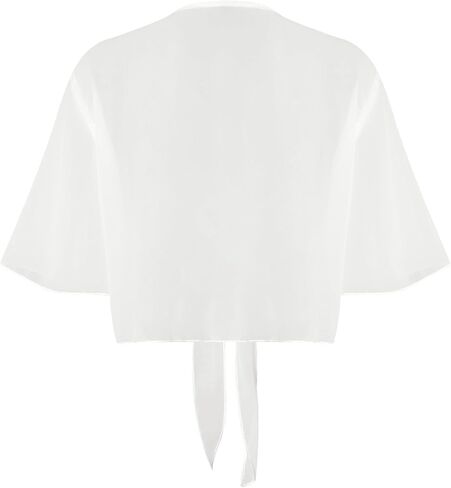 Women's Plus Size Shrug Tie Front Chiffon Cardigan Short Sleeve Cover Up Lightweight Sheer Bolero（Pick One Size Up） in Kuwait