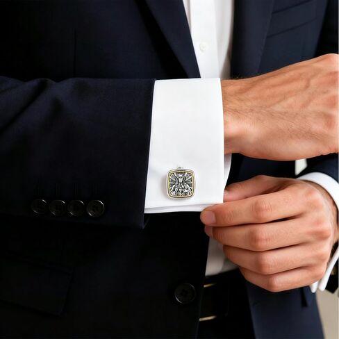 Cuff Links Mens 925 Sterling Silver Jesus Cufflinks for Men Tuxedo Cuff Links Business Wedding Father's Day Jewelry Gifts for Men Father Husband in Kuwait