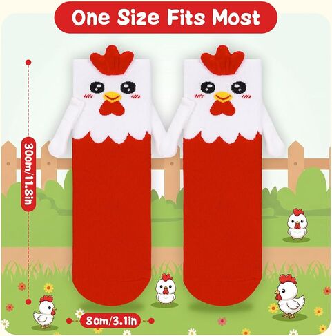Magnetic Holding Hands Socks - Funny Chicken Animal Socks for Women & Kids Gifts for Friends & Couples Birthday in Saudi Arabia