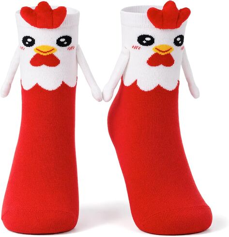 Magnetic Holding Hands Socks - Funny Chicken Animal Socks for Women & Kids Gifts for Friends & Couples Birthday in Saudi Arabia