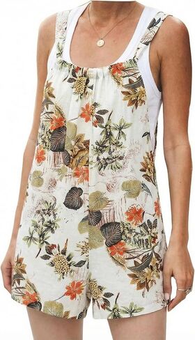 UANEO Womens Rompers Short Jumpsuit Adjustable Straps Summer Overall Floral Printed Shortalls Boho Bohemian with Pockets in Kuwait