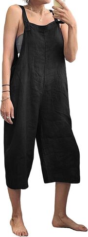 BIVENANT Womens Cotton Linen Overalls Adjustable Straps Jumpsuit Overalls Sleeveless Baggy Wide Leg Pants Capri Romper in Saudi Arabia