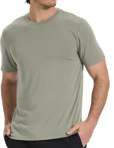 BAMBOO COOL Men's Crewneck T-Shirts Short Sleeve Heavy Weight Tees Moisture Wicking Casual Basic T Shirt in Saudi Arabia