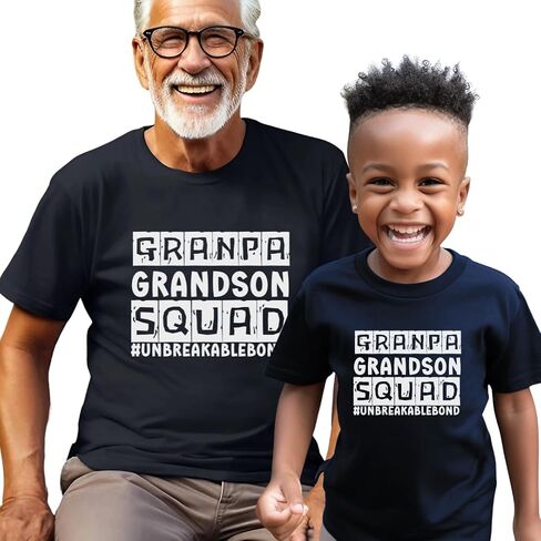 هدية للجد من Grandson Matching Grandpa and Me، تي شيرت Grandpa Grandson Squad Unbreakable Bond باللون الأسود in Saudi Arabia