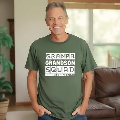 هدية للجد من Grandson Matching Grandpa and Me، تي شيرت Grandpa Grandson Squad Unbreakable Bond باللون الأسود in Saudi Arabia