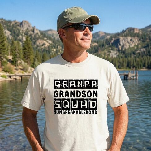 هدية للجد من Grandson Matching Grandpa and Me، تي شيرت Grandpa Grandson Squad Unbreakable Bond باللون الأسود in Saudi Arabia