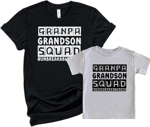 هدية للجد من Grandson Matching Grandpa and Me، تي شيرت Grandpa Grandson Squad Unbreakable Bond باللون الأسود in Saudi Arabia